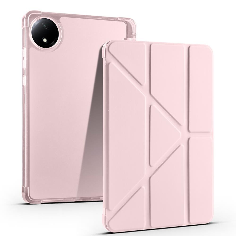 Redmi Pad SE 8.7 uyumlu Kılıf Kalem Bölmeli Tri Folding Standlı Arkası Silikon Uyku Modlu Rose Gold