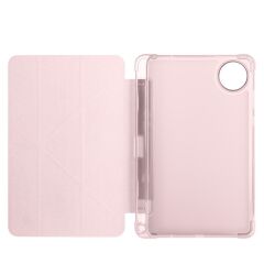 Redmi Pad SE 8.7 uyumlu Kılıf Kalem Bölmeli Tri Folding Standlı Arkası Silikon Uyku Modlu Rose Gold