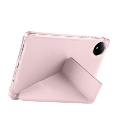 Redmi Pad SE 8.7 uyumlu Kılıf Kalem Bölmeli Tri Folding Standlı Arkası Silikon Uyku Modlu Rose Gold