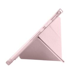 Redmi Pad SE 8.7 uyumlu Kılıf Kalem Bölmeli Tri Folding Standlı Arkası Silikon Uyku Modlu Rose Gold
