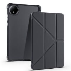 Redmi Pad SE 8.7 uyumlu Kılıf Kalem Bölmeli Tri Folding Standlı Arkası Silikon Uyku Modlu Siyah