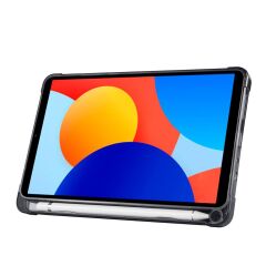 Redmi Pad SE 8.7 uyumlu Kılıf Kalem Bölmeli Tri Folding Standlı Arkası Silikon Uyku Modlu Siyah