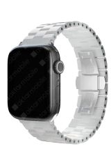 Apple Watch 10 42 mm uyumlu Seramik Kordon Premium Baklalı Seramik Kayış