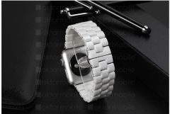 Apple Watch 10 42 mm uyumlu Seramik Kordon Premium Baklalı Seramik Kayış
