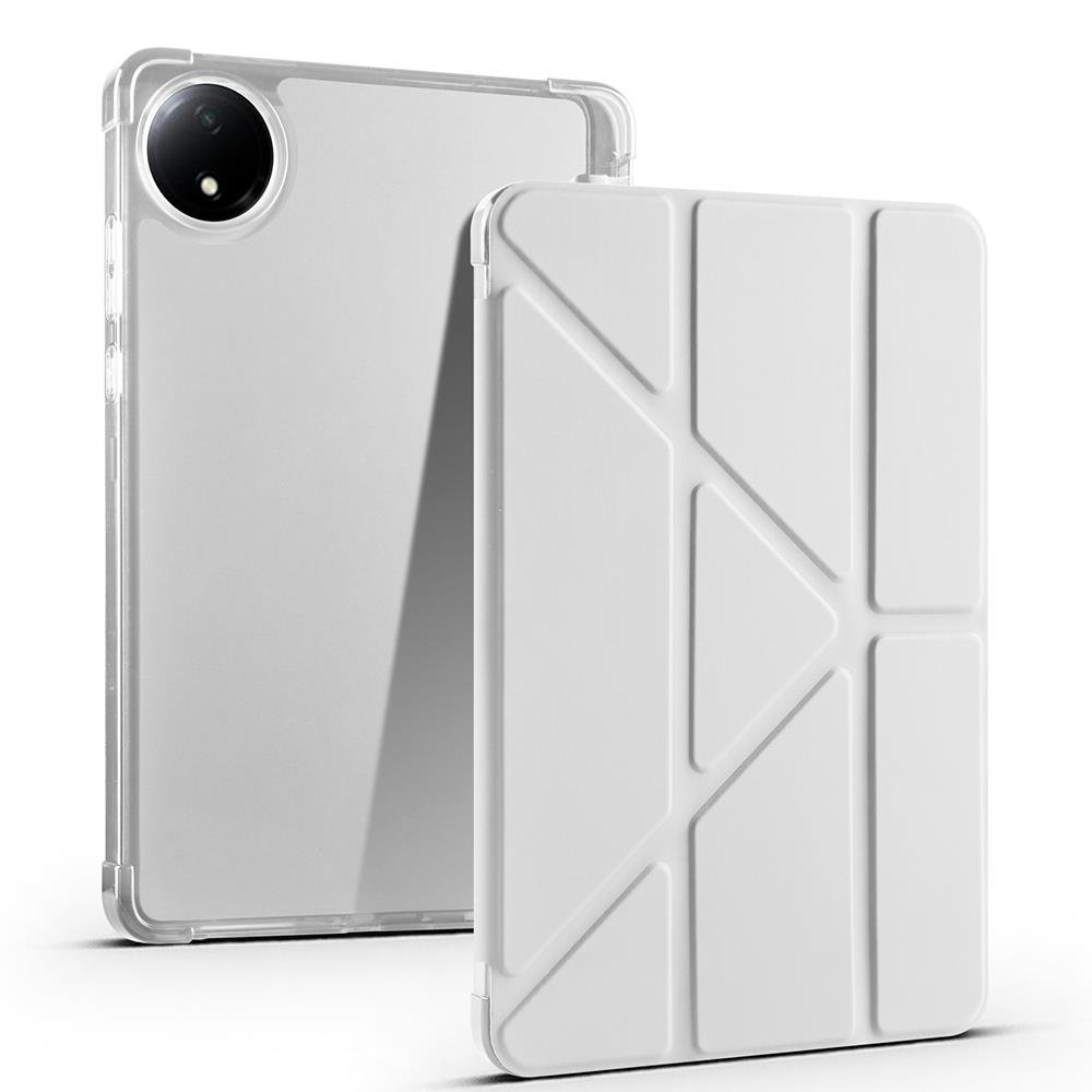 Redmi Pad SE 8.7 uyumlu Kılıf Kalem Bölmeli Tri Folding Standlı Arkası Silikon Uyku Modlu Gri