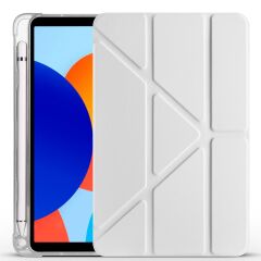 Redmi Pad SE 8.7 uyumlu Kılıf Kalem Bölmeli Tri Folding Standlı Arkası Silikon Uyku Modlu Gri