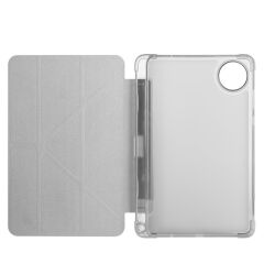 Redmi Pad SE 8.7 uyumlu Kılıf Kalem Bölmeli Tri Folding Standlı Arkası Silikon Uyku Modlu Gri