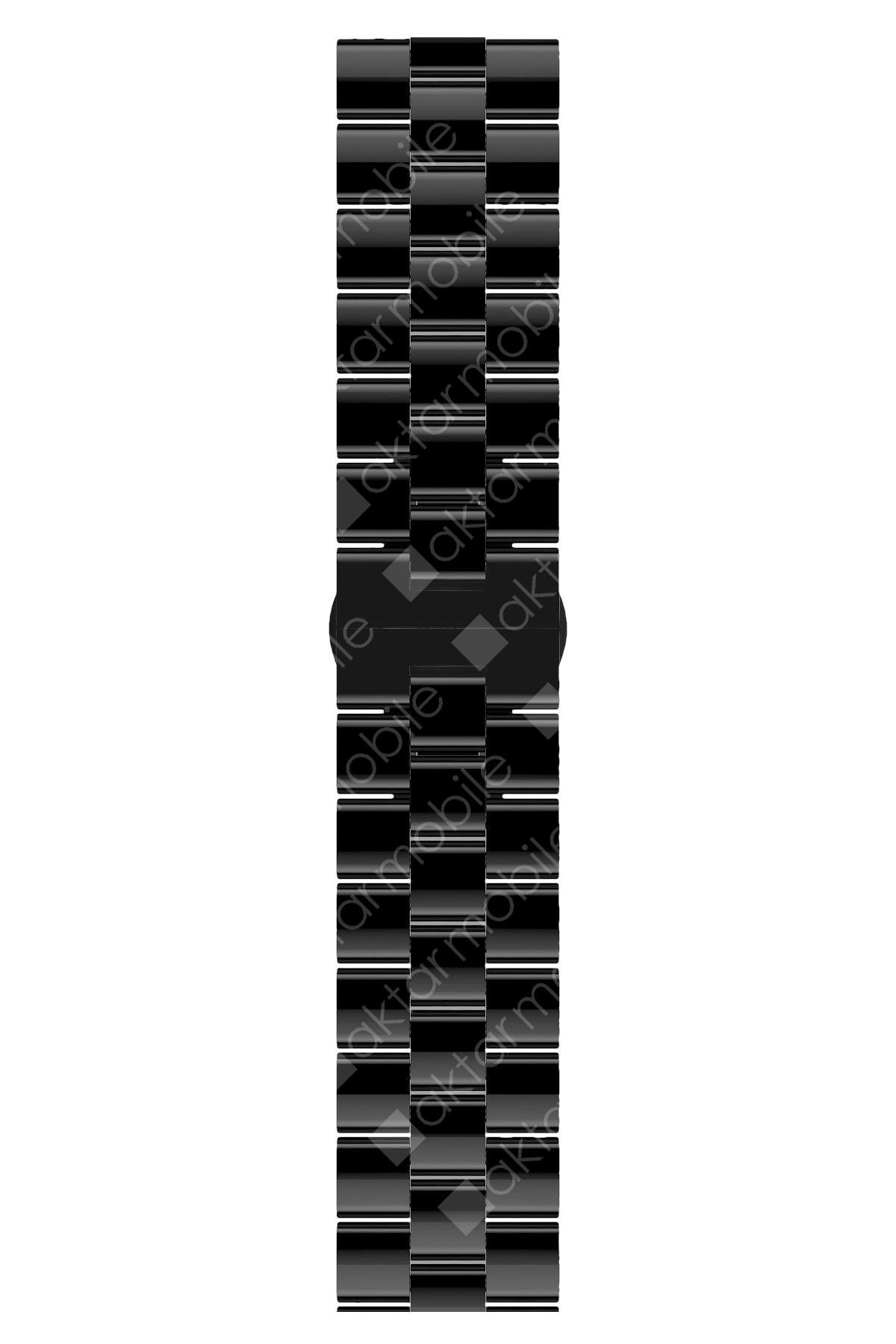 Apple Watch 10 42 mm uyumlu Seramik Kordon Premium Baklalı Seramik Kayış Siyah