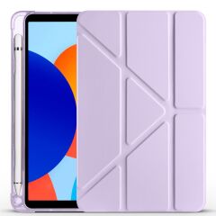 Redmi Pad SE 8.7 uyumlu Kılıf Kalem Bölmeli Tri Folding Standlı Arkası Silikon Uyku Modlu Lila
