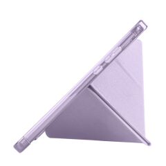 Redmi Pad SE 8.7 uyumlu Kılıf Kalem Bölmeli Tri Folding Standlı Arkası Silikon Uyku Modlu Lila