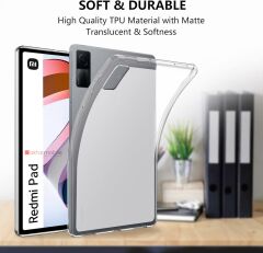 Redmi Pad 10.61'' 2022 Uyumlu Şeffaf Silikon Kılıf Esnek TPU Kapak Arkası Buzlu Tablet Kılıfı