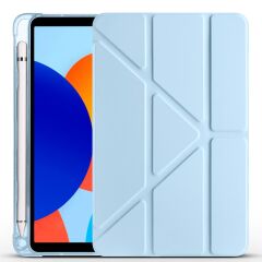 Redmi Pad SE 8.7 uyumlu Kılıf Kalem Bölmeli Tri Folding Standlı Arkası Silikon Uyku Modlu Mavi