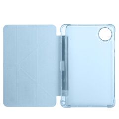 Redmi Pad SE 8.7 uyumlu Kılıf Kalem Bölmeli Tri Folding Standlı Arkası Silikon Uyku Modlu Mavi