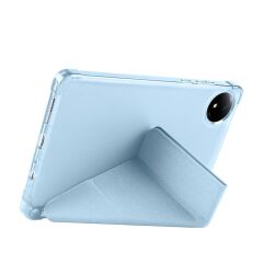 Redmi Pad SE 8.7 uyumlu Kılıf Kalem Bölmeli Tri Folding Standlı Arkası Silikon Uyku Modlu Mavi