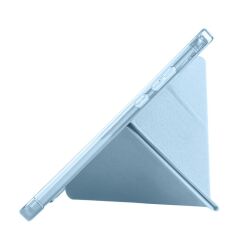 Redmi Pad SE 8.7 uyumlu Kılıf Kalem Bölmeli Tri Folding Standlı Arkası Silikon Uyku Modlu Mavi