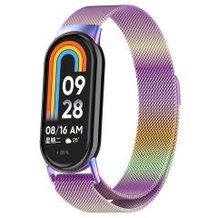 Xiaomi Smart Band 8 uyumlu Mıknatıslı Hasır Metal Örgü Kordon Özel Pim Tasarımı Milanese Kayış Gold