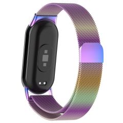 Xiaomi Smart Band 8 uyumlu Mıknatıslı Hasır Metal Örgü Kordon Özel Pim Tasarımı Milanese Kayış Gold