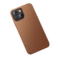 Apple iPhone 13 Kılıf Benks Magnetic Hakiki Deri Kılıf Kahverengi
