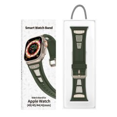 Apple Watch 7 8 9 45 mm uyumlu Silikon Kordon Metal Detaylı Hava Alabilen Premium Kayış