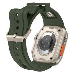 Apple Watch 7 8 9 45 mm uyumlu Silikon Kordon Metal Detaylı Hava Alabilen Premium Kayış