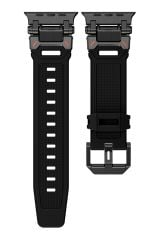 Apple Watch Ultra / Ultra 2 49 mm uyumlu Titanyum Aksamlı Silikon Kordon Luxury Premium Kayış Siyah