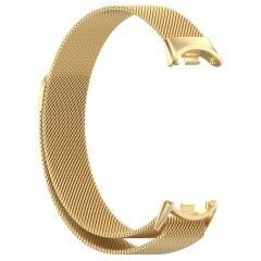 Xiaomi Smart Band 8 uyumlu Mıknatıslı Hasır Metal Örgü Kordon Özel Pim Tasarımı Milanese Kayış Gold