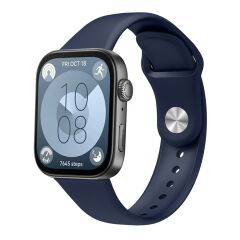 Huawei Watch Fit 3 Uyumlu Silikon Kordon Premium Spor Kayış Jel Silikon Spor Kordon Tam Uyumlu Pim Lacivert