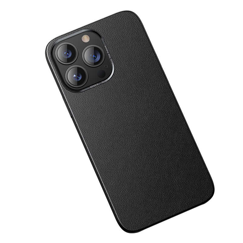 Apple iPhone 13 Pro Max Kılıf Benks Magnetic Hakiki Deri Kılıf Siyah