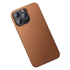 Apple iPhone 13 Pro Max Kılıf Benks Magnetic Hakiki Deri Kılıf Kahverengi