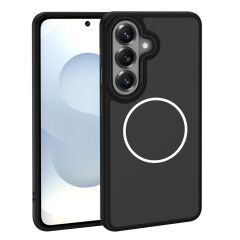 Galaxy S26 uyumlu MagSafe Kılıf Metal Kamera Çerçeveli Silikon Kenarlı Darbe Emici Kapak