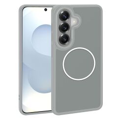 Galaxy S26 uyumlu MagSafe Kılıf Metal Kamera Çerçeveli Silikon Kenarlı Darbe Emici Kapak