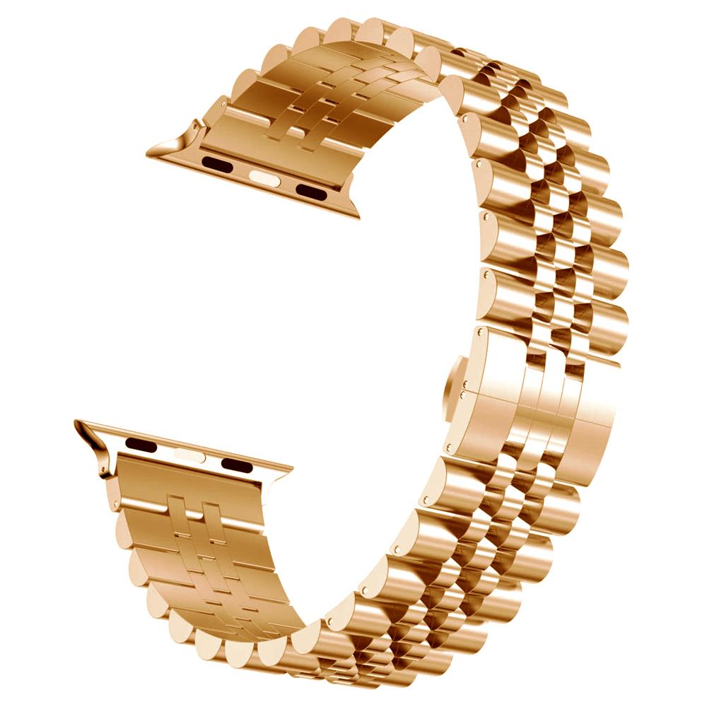 Apple Watch 10 46 mm uyumlu Metal Kordon Rolex Style Kayış Jubilee Bilezik Rose Gold