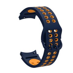 Samsung Galaxy Watch 4 40 / 44 mm Delikli Silikon Kordon Tam Uyumlu Pim Tasarımı Renkli Spor Kayış Lacivert - Beyaz