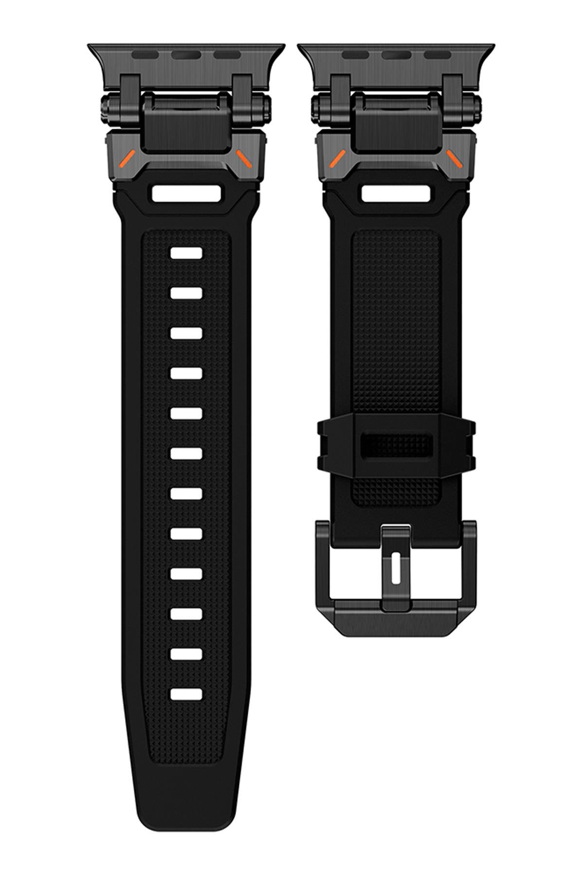 Apple Watch 6 5 4 3 2 1 SE 42 44 mm uyumlu Titanyum Aksamlı Silikon Kordon Luxury Premium Kayış Siyah