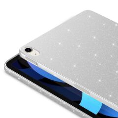 iPad Air 4. 5. Nesil 10.9'' uyumlu Simli Silikon Kılıf Işıltılı Parlak Kapak Esnek TPU Gümüş
