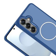 Galaxy S26 Plus uyumlu MagSafe Kılıf Metal Kamera Çerçeveli Silikon Kenarlı Darbe Emici Kapak Lacivert