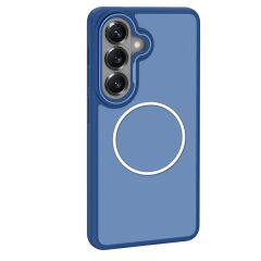 Galaxy S26 Plus uyumlu MagSafe Kılıf Metal Kamera Çerçeveli Silikon Kenarlı Darbe Emici Kapak Lacivert