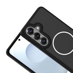 Galaxy S26 Plus uyumlu MagSafe Kılıf Metal Kamera Çerçeveli Silikon Kenarlı Darbe Emici Kapak Siyah