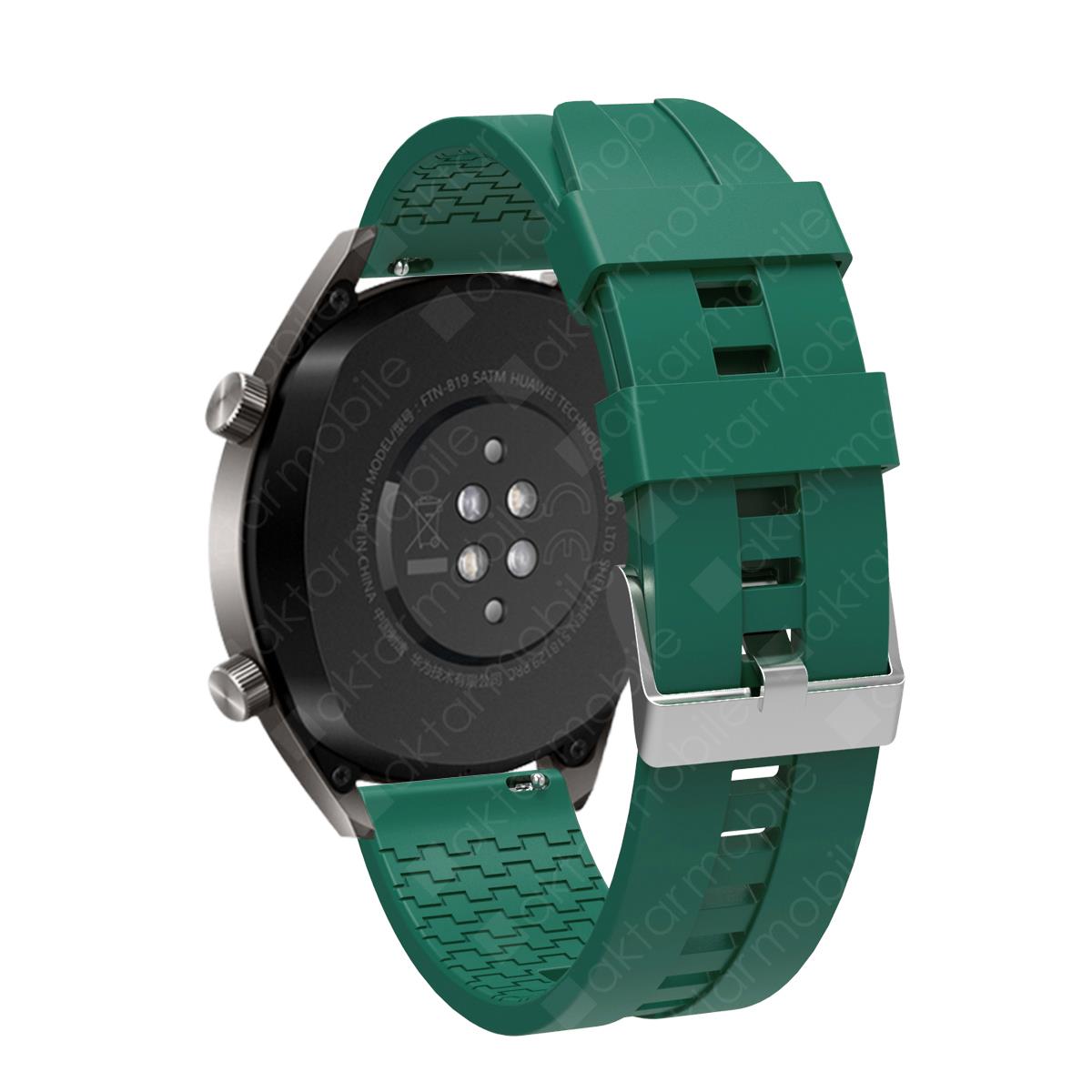 Huawei Watch GT 4 46 mm Uyumlu Silikon Kordon Spor Tasarım Premium Spor Kayış Koyu Yeşil