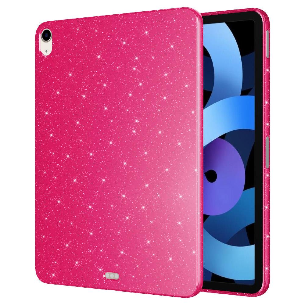 iPad Air 4. 5. Nesil 10.9'' uyumlu Simli Silikon Kılıf Işıltılı Parlak Kapak Esnek TPU Koyu Pembe