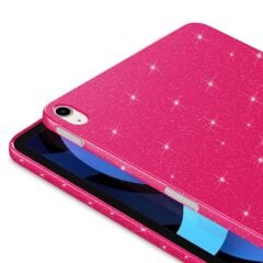 iPad Air 4. 5. Nesil 10.9'' uyumlu Simli Silikon Kılıf Işıltılı Parlak Kapak Esnek TPU Koyu Pembe