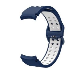 Samsung Galaxy Watch 4 40 / 44 mm Delikli Silikon Kordon Tam Uyumlu Pim Tasarımı Renkli Spor Kayış Lacivert - Beyaz