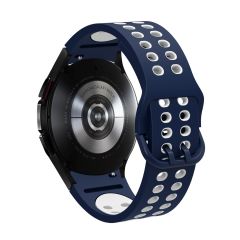 Samsung Galaxy Watch 4 40 / 44 mm Delikli Silikon Kordon Tam Uyumlu Pim Tasarımı Renkli Spor Kayış Lacivert - Beyaz