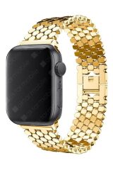 Apple Watch 10 46 mm uyumlu Metal Kordon Hegzagonal Tasarım Premium Kayış