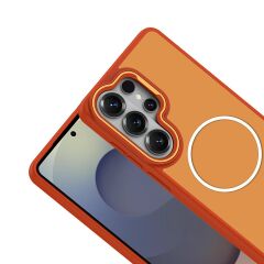 Galaxy S26 Ultra uyumlu MagSafe Kılıf Metal Kamera Çerçeveli Silikon Kenarlı Darbe Emici Kapak