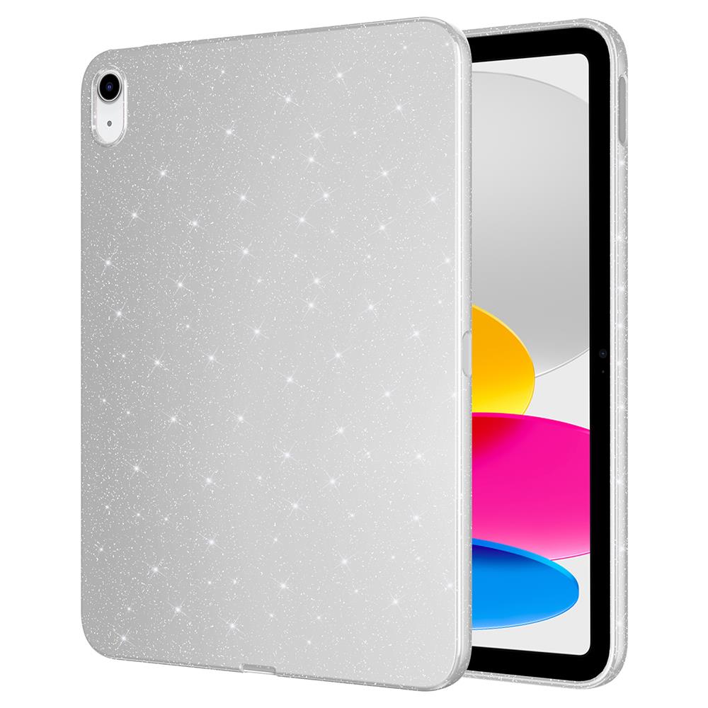 iPad 10. Nesil 2022 10.9'' uyumlu Simli Silikon Kılıf Işıltılı Parlak Kapak Esnek TPU Gümüş