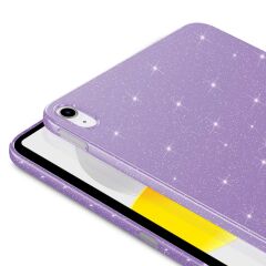 iPad 10. Nesil 2022 10.9'' uyumlu Simli Silikon Kılıf Işıltılı Parlak Kapak Esnek TPU Lila