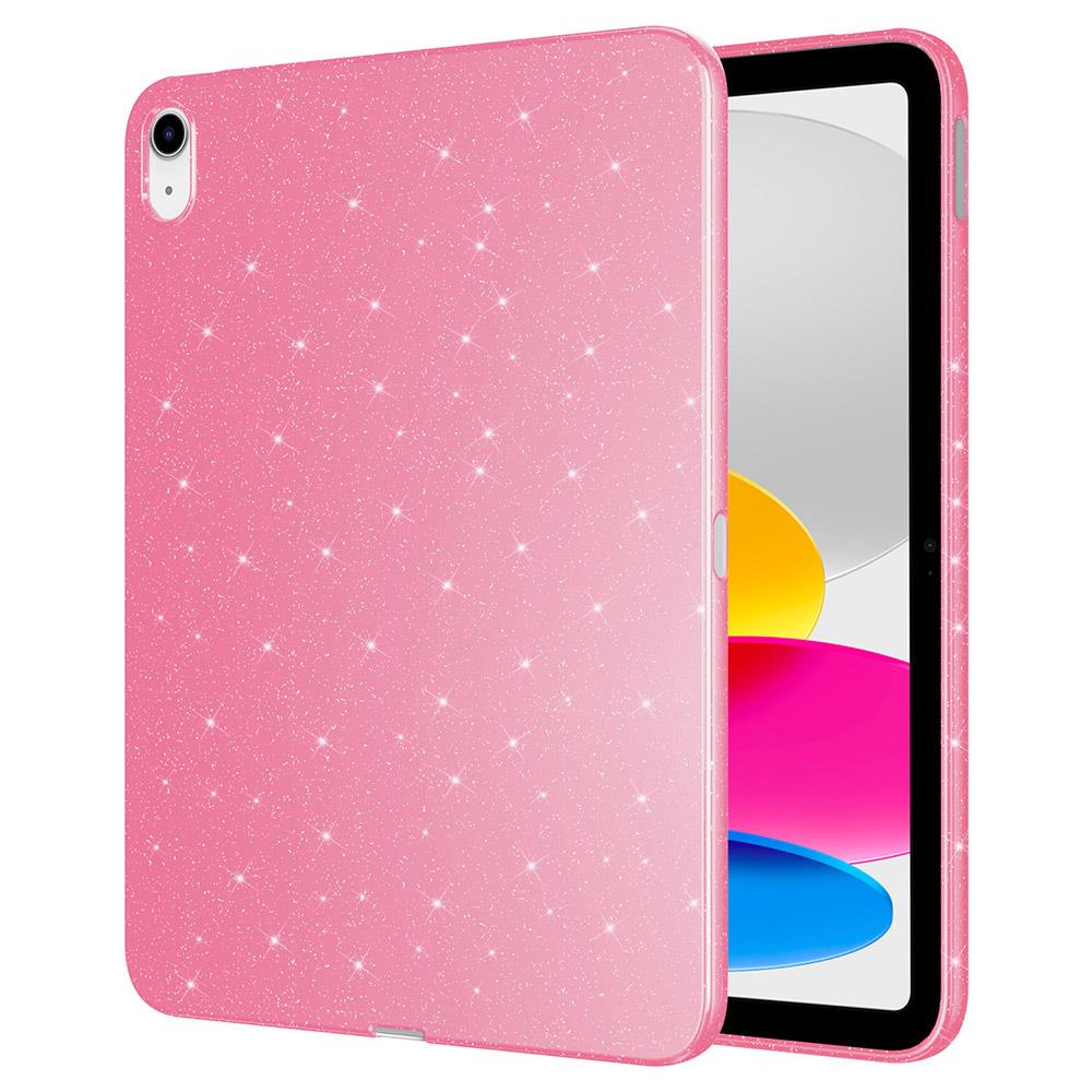iPad 10. Nesil 2022 10.9'' uyumlu Simli Silikon Kılıf Işıltılı Parlak Kapak Esnek TPU Pembe