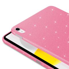 iPad 10. Nesil 2022 10.9'' uyumlu Simli Silikon Kılıf Işıltılı Parlak Kapak Esnek TPU Pembe