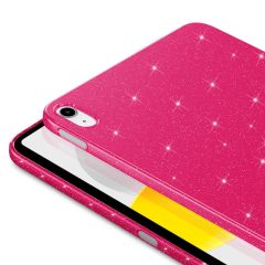 iPad 10. Nesil 2022 10.9'' uyumlu Simli Silikon Kılıf Işıltılı Parlak Kapak Esnek TPU Koyu Pembe